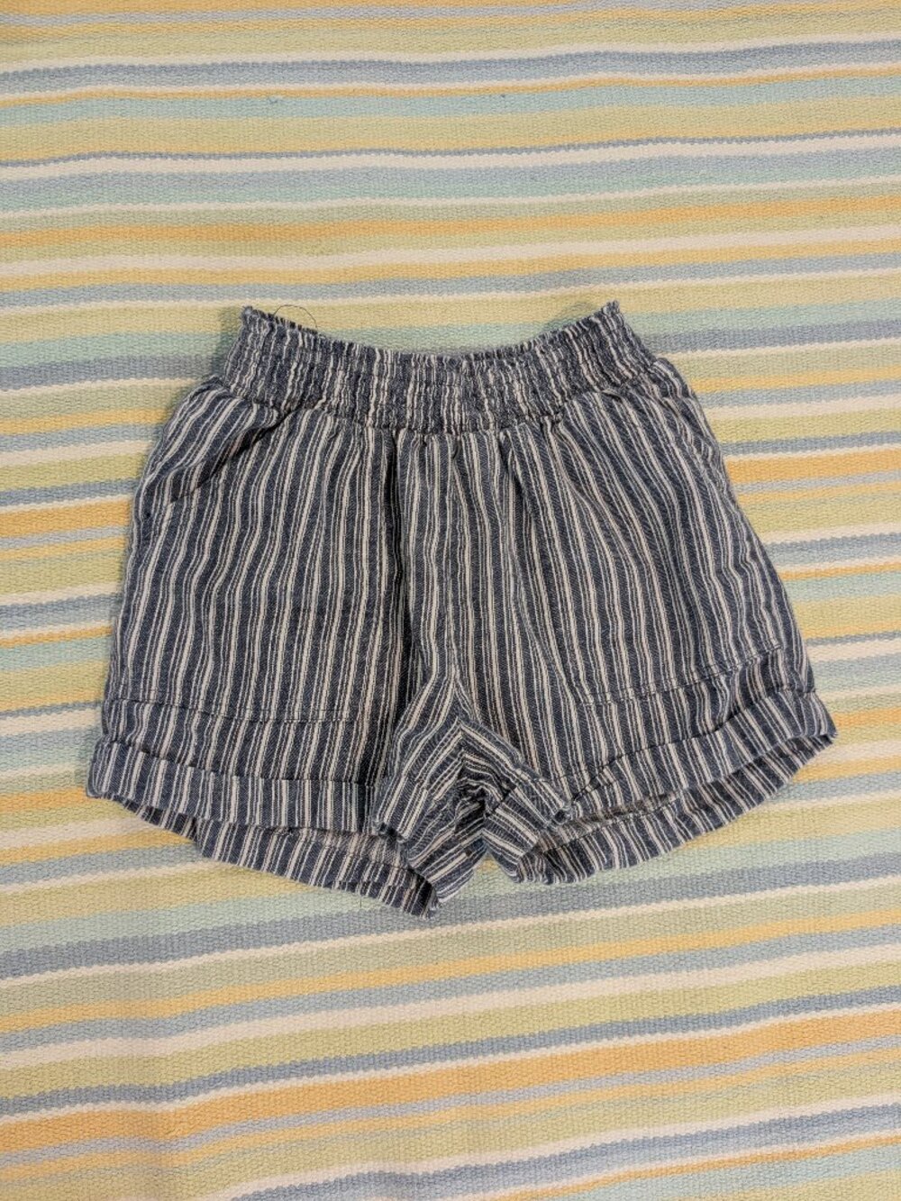 Aeropostale Navy Blue And White Striped Pull-on Shorts XS